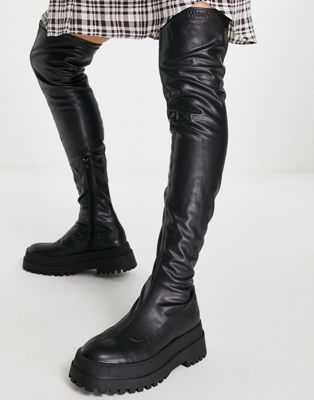 know-how over the knee boots in black