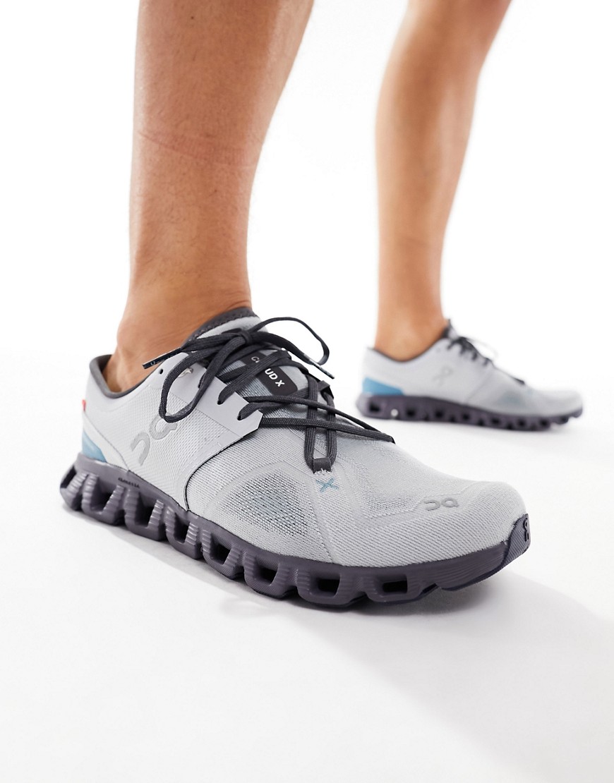 ON Cloud X 3 running trainers in glacier and iron-White