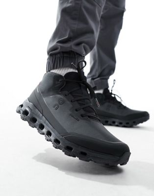 ON Cloudroam waterproof mid rise trainers in black