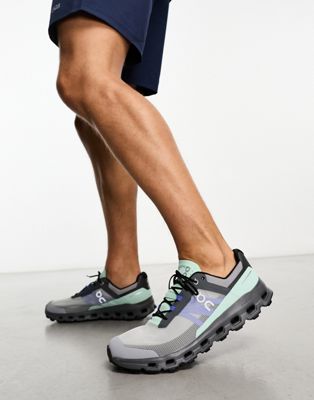 ON Cloudvista trail running trainers in mint and grey