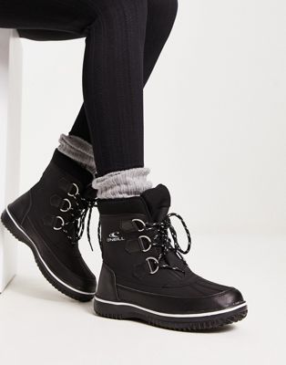 alta tall snow boots with faux fur lining in black