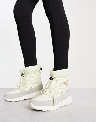 vail nylon tall snow boots in off white