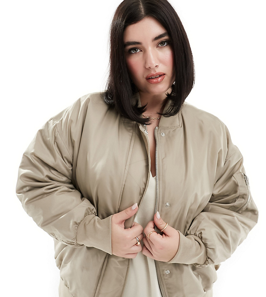 ONLY Curve bomber jacket in stone-Neutral