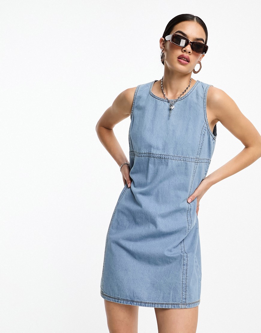 ONLY denim pinafore dress in blue