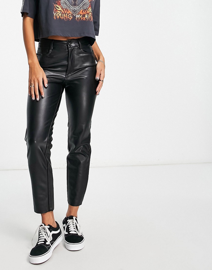 ONLY Emily faux leather ankle trousers in black