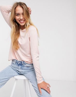 Only Mia lacy long sleeve sweater in pink - Click1Get2 Deals