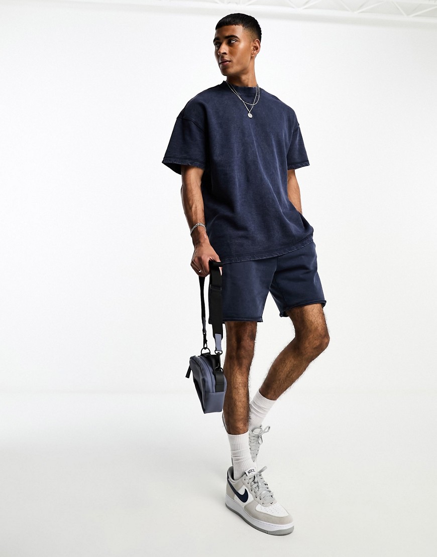 ONLY & SONS co-ord jersey short in washed navy