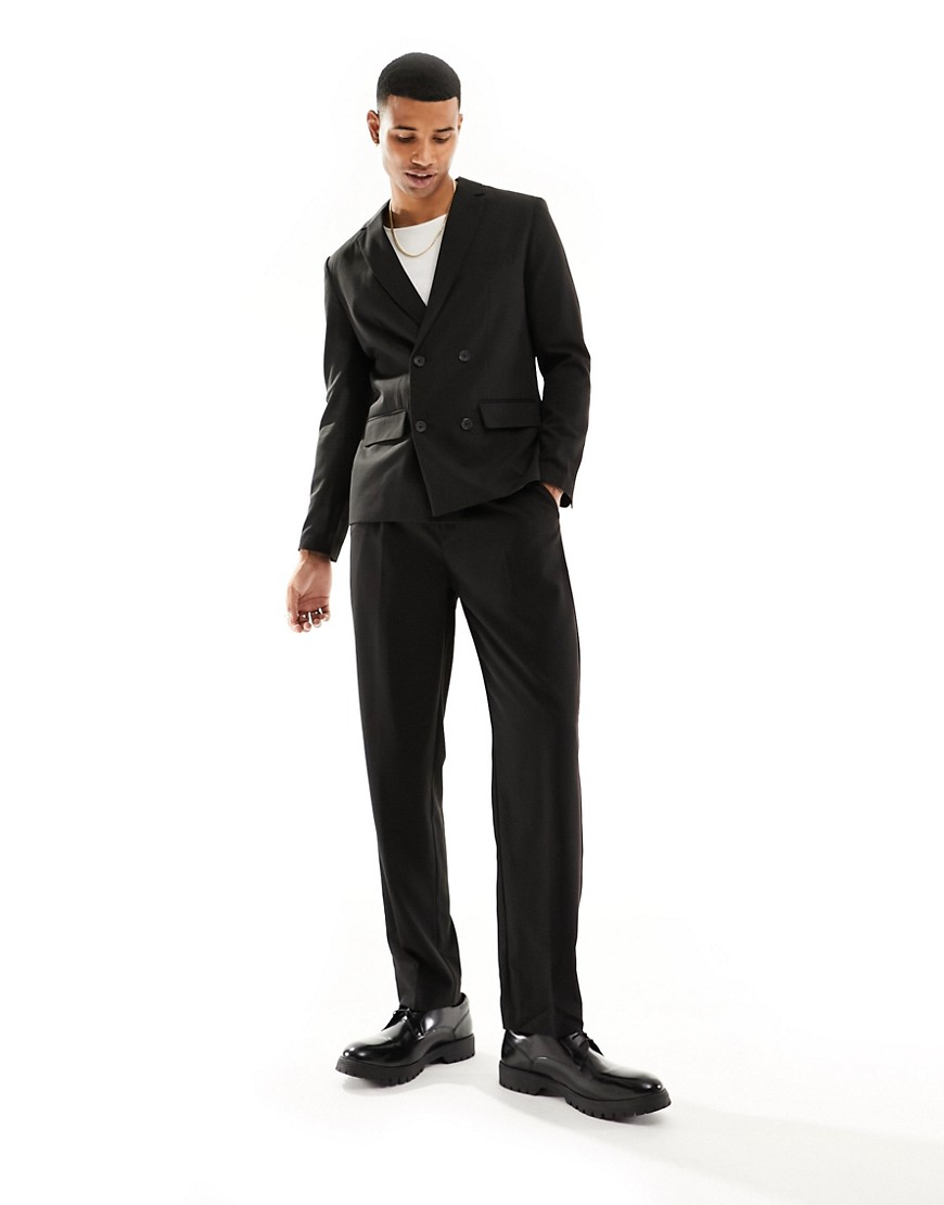 ONLY & SONS double breasted suit jacket in black