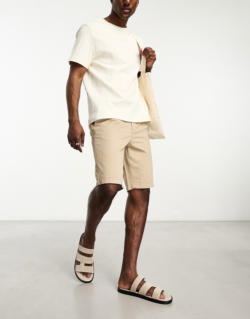 ONLY & SONS loose fit chino short in beige-Neutral