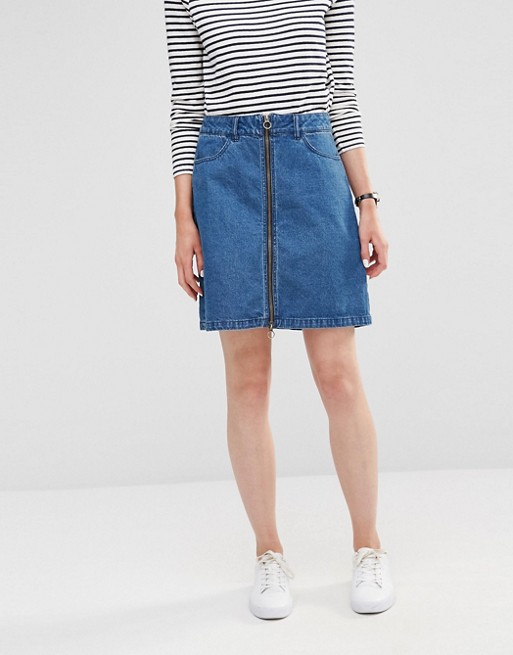Only | Only Zip Front Denim Skirt