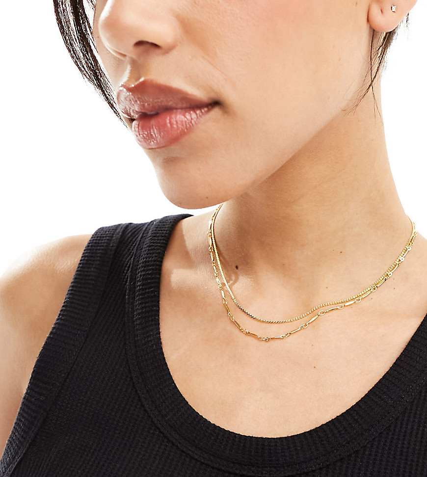 Orelia 18k gold plated multirow chain necklaces