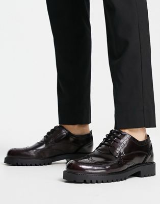 chunky lace up brogues in black leather