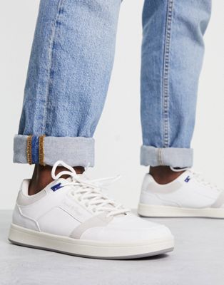 colour mix panelled trainers in white
