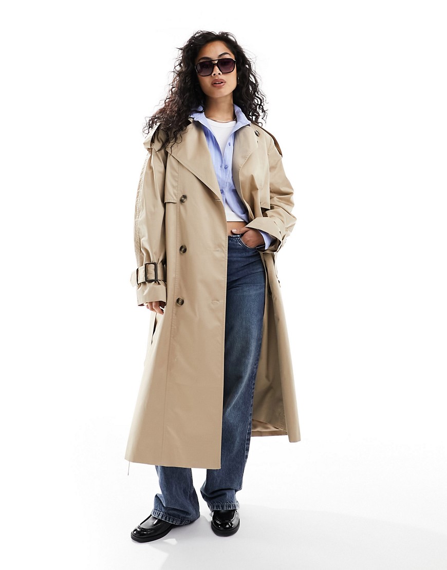 & Other Stories belted trench coat in beige-Neutral
