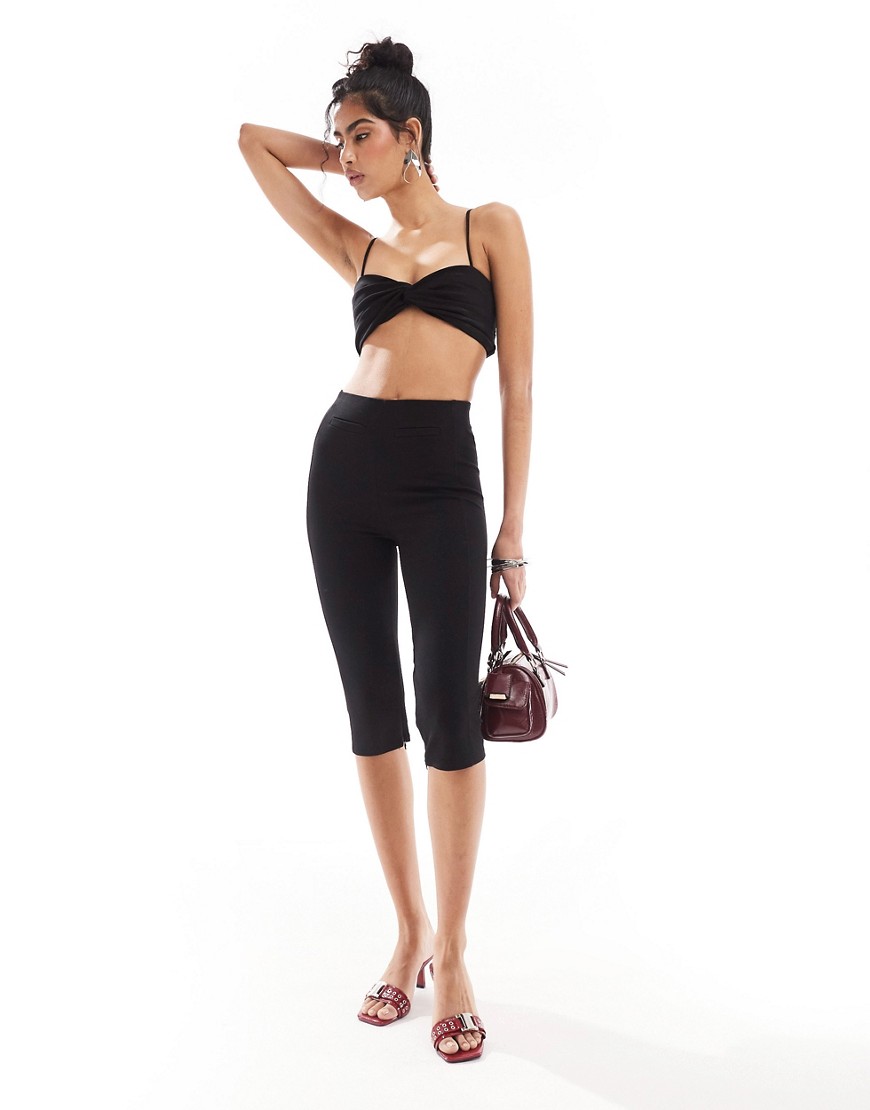 & Other Stories capri trousers with front pockets and concealed zip hem splits in black