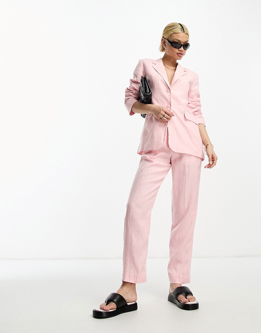 & Other Stories co-ord belted linen trousers in pink