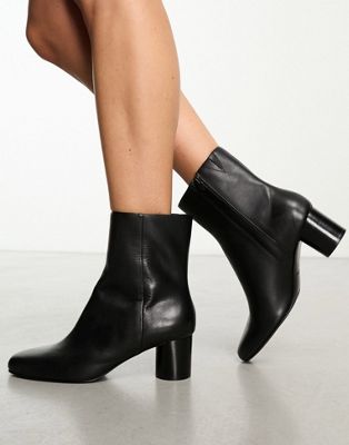 &  soft round heeled ankle boots in black