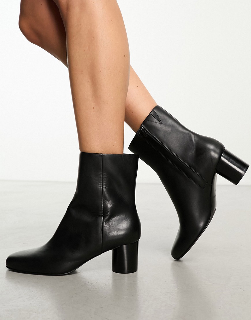 & Other Stories soft round heeled ankle boots in black