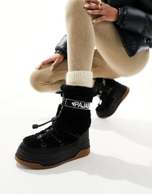 borg mid leg snow boots in black