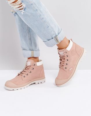 Palladium Pampa Low Cuff Rose Suede Flat Ankle Boots