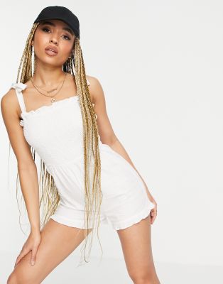Parisian shirred body romper in white - Click1Get2 Sale