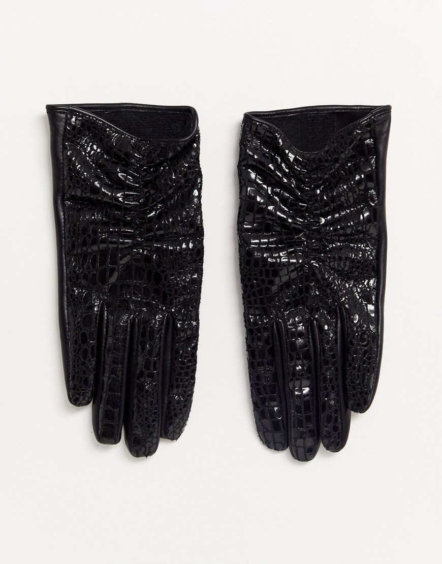 фото Перчатки для сенсорных экранов из винила и кожи asos design-черный