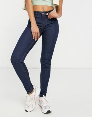 Pieces delly skinny mid wash skinny jeans in indigo - Click1Get2 Price Drop