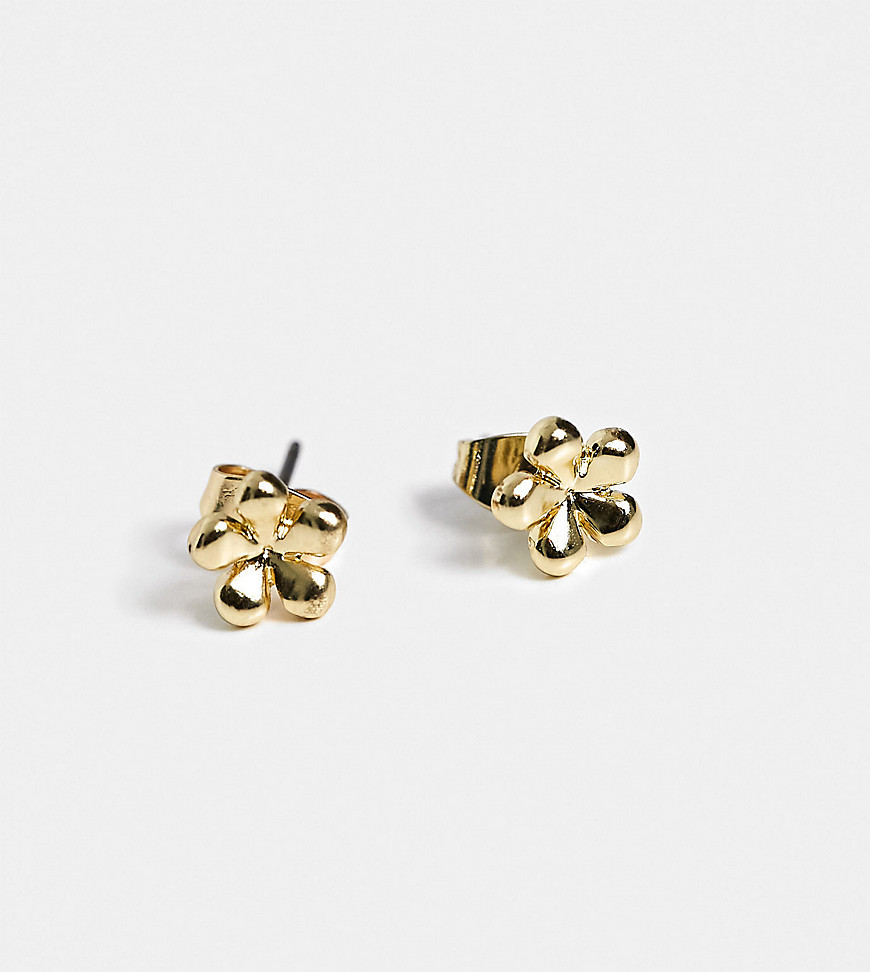 Pieces exclusive 18k plated flower studs in gold