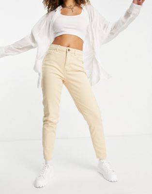Pieces high waisted mom jean in beige - Click1Get2 Cyber Monday