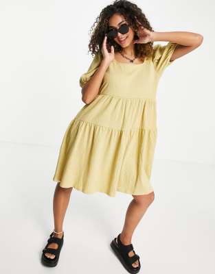 Pieces Mannie puff sleeve tiered smock dress in hemp - Click1Get2 Coupon&set=par1&sort_by=highest Discount