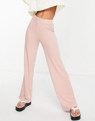 Pieces Matilde high waist wide leg coordinating knit pants in misty rose - Click1Get2 On Sale