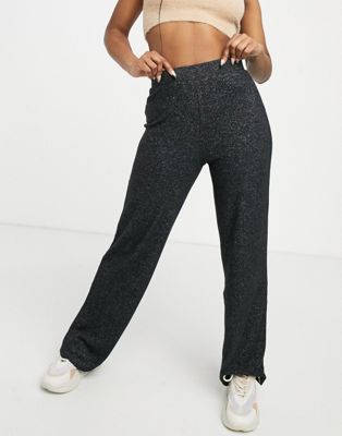 Pieces Matilde highwaisted wide leg knitted pant in black - part of a set - Click1Get2 Black Friday
