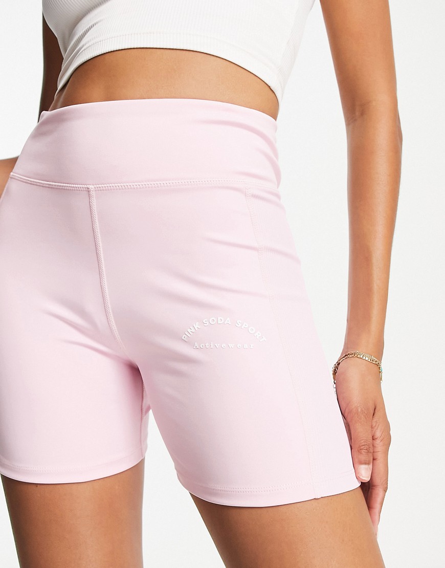 Pink Soda rib insert bootie shorts in pink