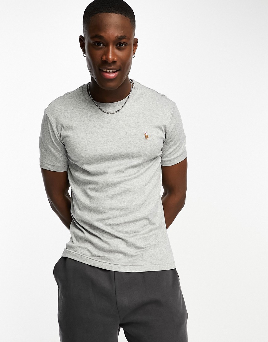 Polo Ralph Lauren icon logo pima cotton t-shirt custom fit in grey marl