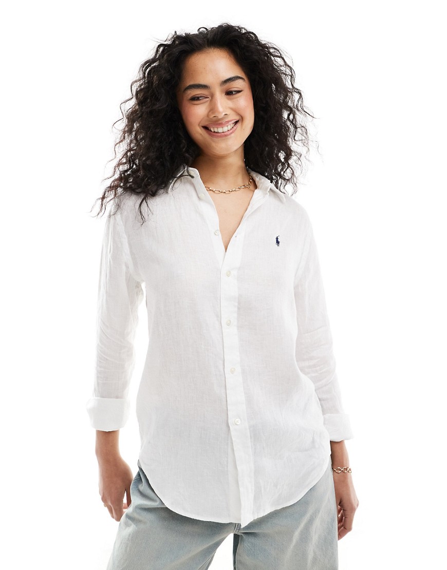 Polo Ralph Lauren linen shirt with logo in white