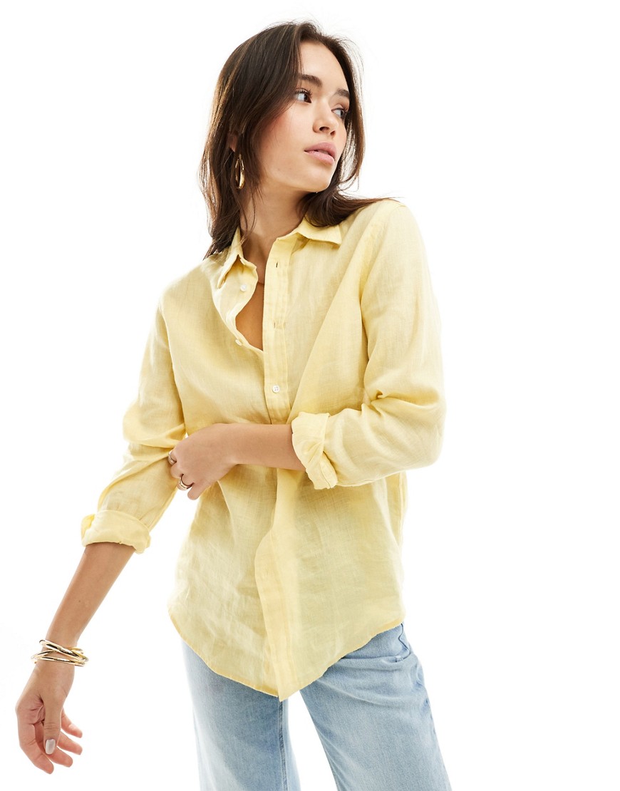 Polo Ralph Lauren linen shirt with logo in yellow