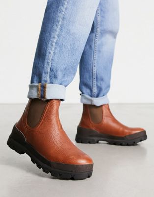 oslo chunky chelsea boot in brown