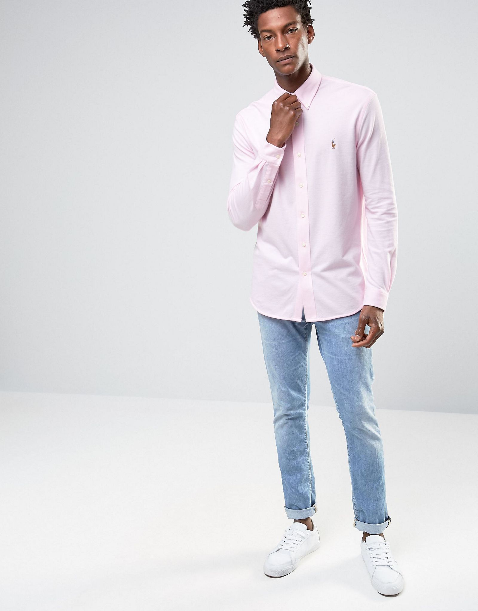 Polo Ralph Lauren Pique Custom Regular Fit Shirt in Pink