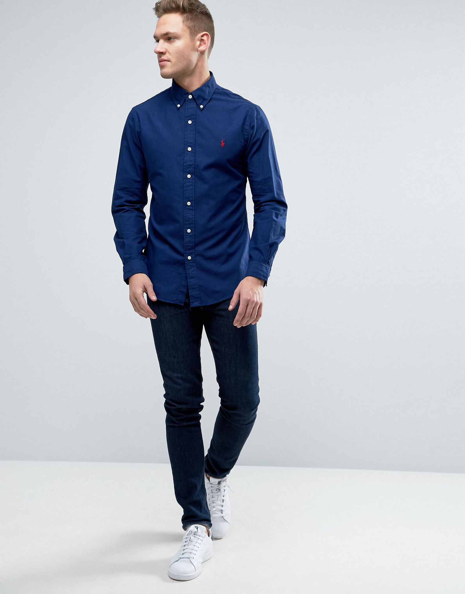 Polo Ralph Lauren Shirt Slim Fit Buttondown Garment Dyed Oxford