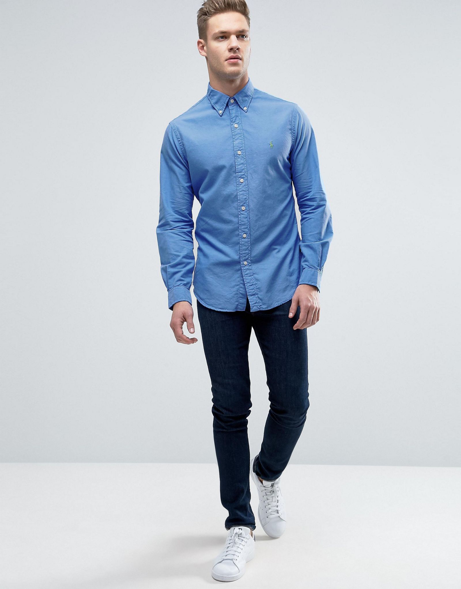 Polo Ralph Lauren Shirt Slim Fit Buttondown Garment Dyed Oxford