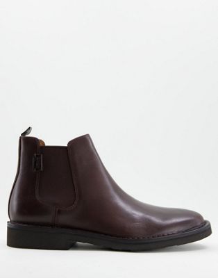 talan leather chelsea boot with pony logo in brown