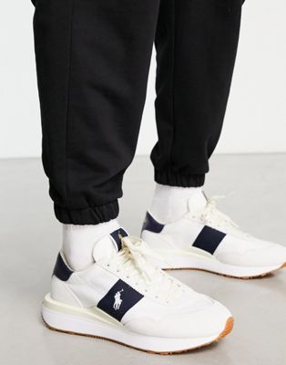 train '89 trainers in cream/navy with pony logo