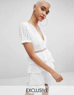 white broad anglaise dress