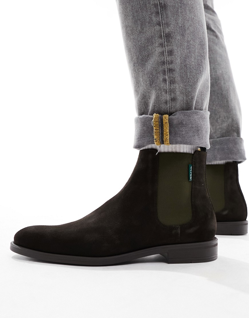 PS Paul Smith Cedric suede chelsea boots in dark brown