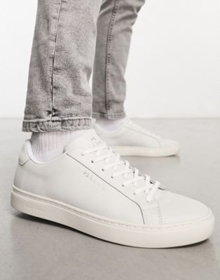Rex multi tape back leather trainer in white
