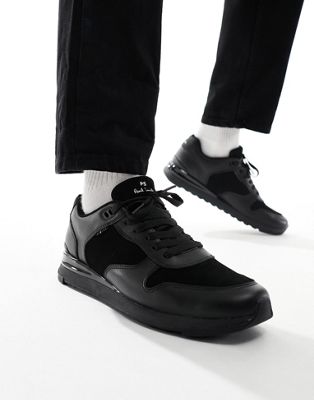 Ware leather runner trainers in triple black
