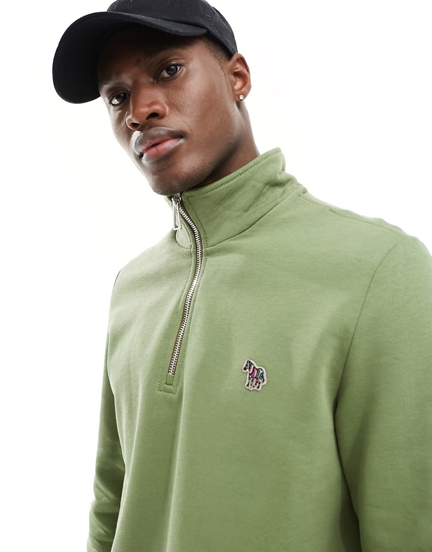 PS Paul Smith zebra icon logo half zip sweatshirt in dark green