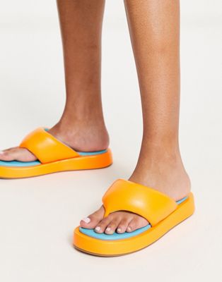 Exclusive Vaycay padded toe post sandals in orange