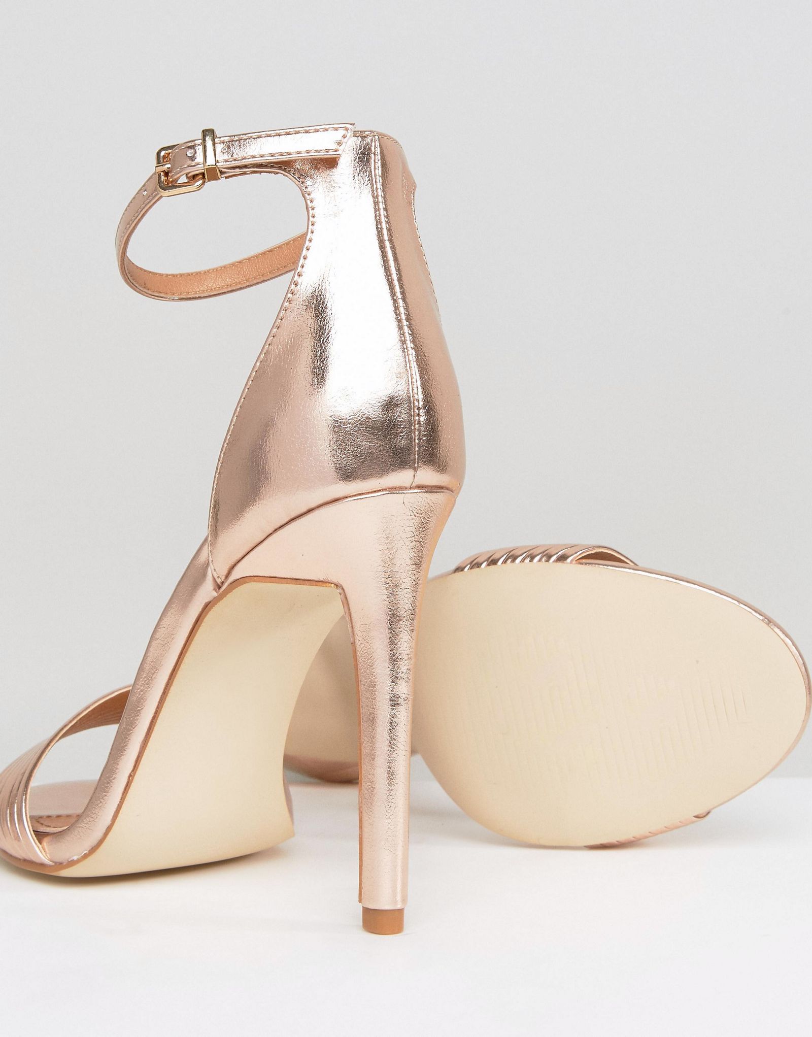 Public Desire Lily Rose Gold Barely There Heeled Sandals