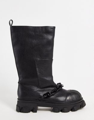 Man lincoln chain rain boots in black